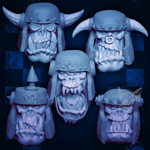 Orc Helmet Heads - Set A